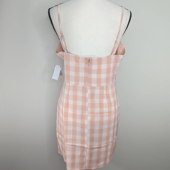 NWT | BP. Square Neck Strappy Coral & White Gingham Dress - Picture 6 of 11